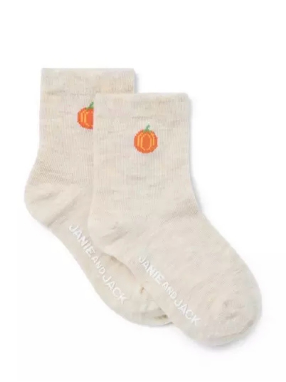 Janie and Jack Cream Socks with Orange Pumpkin Accent